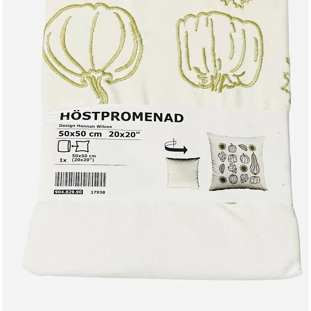 IKEA HOSTPROMENAD Pillow Cover 20x20 Embroidered Fall Harvest Discontinued NWT